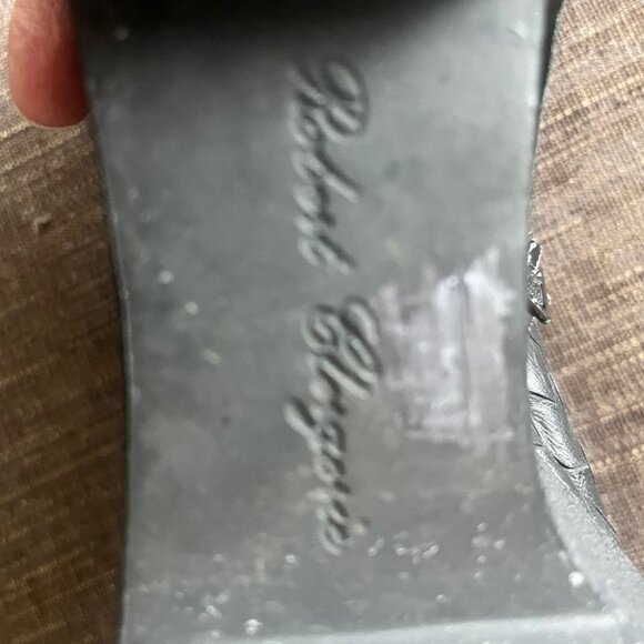 ROBERT CLERGERIE Black Leather Snake Embossed Wedge Ankle Boots Size 8 - Picture 9 of 9